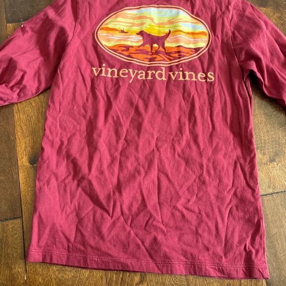 Vineyard Vines Boys Medium 12 / 14 Pullover Long Sleeve Shirt Red Dogs Sunset - Picture 6 of 6